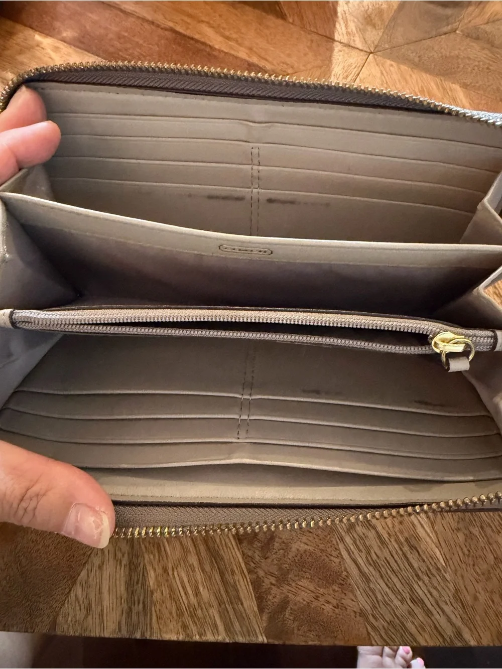 Coach Silver Grat Snake-Print Zip Wallet